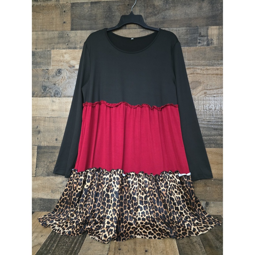Tiered Boho Babydoll Dress Women XL Ruffle Cottagecore Colorblock Fairygoth